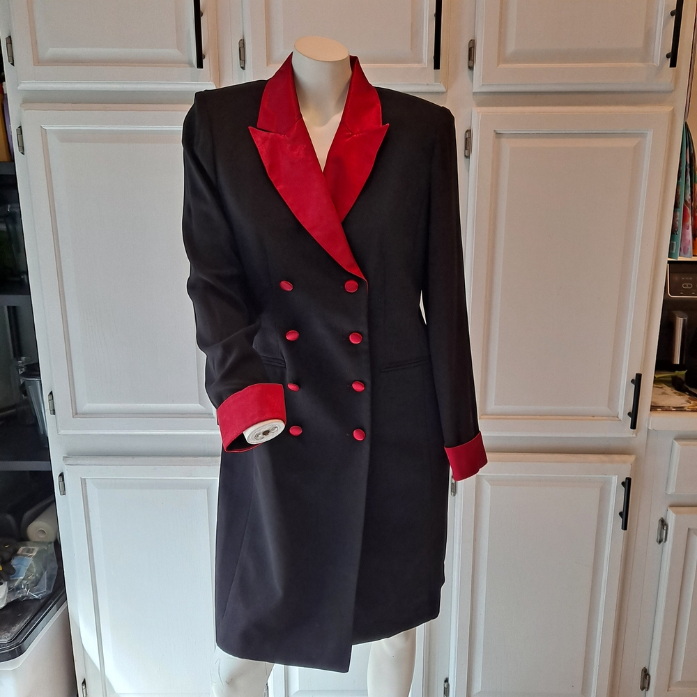 Danny & Nicole Black Dress Blazer with Red Satin Accents - Picture 2 of 12